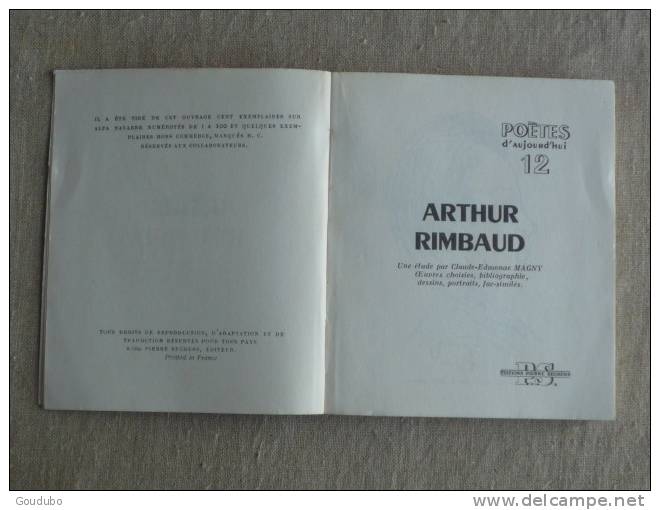 Arthur Rimbaud Par Claude Edmonde Magny Seghers 1956. Voir Photos. - Auteurs Français