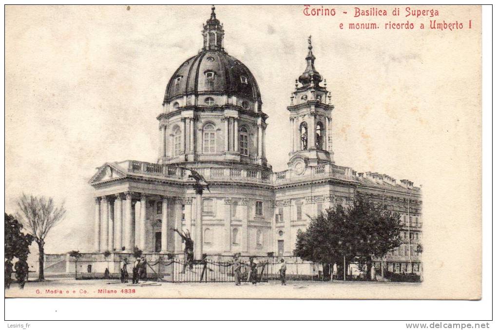 CPA - TORINO - BASILICA DI SUPERGA E MONUM. RICORDO A UMBERTO I - 4838 - G. MODIANO - PRECURSEUR - Kerken