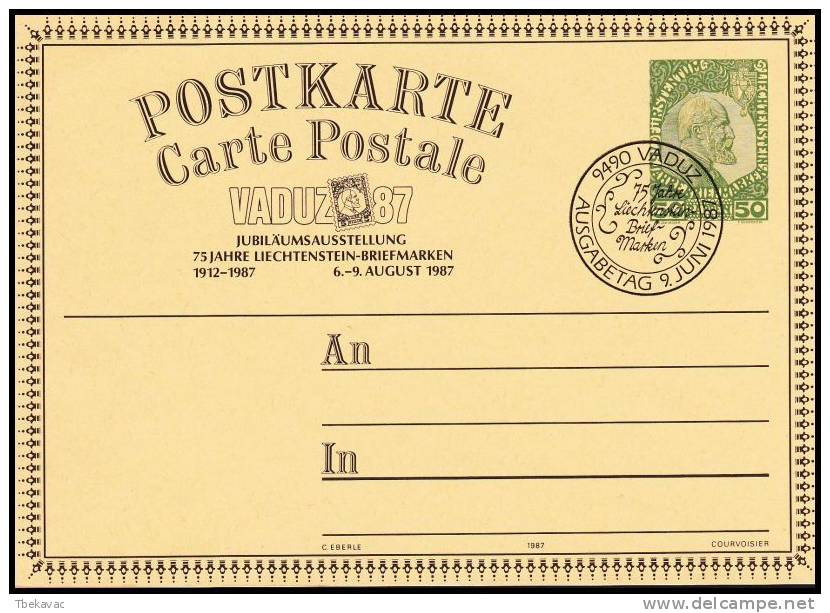 Lichtenstein 1987, Postal Stationery, Special Postmark "Vaduz 87" - Stamped Stationery