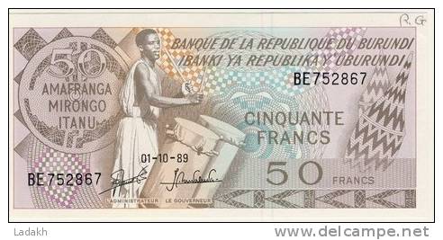 BILLET # BURUNDI # 50  FRANCS # 1989 # - Burundi