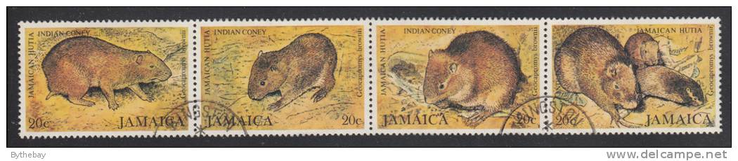 Jamaica Used Scott #499 Strip Of 4 Different 20c Indian Coney - Jamaique (1962-...)