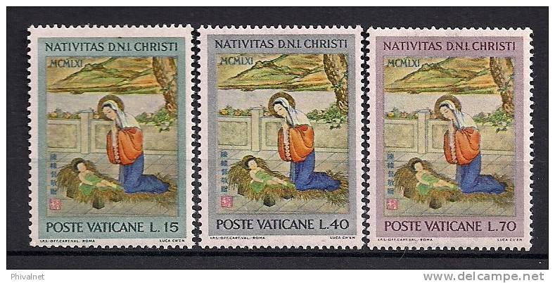 VATICANO 1961, YVERT 341/343 **,  NAVIDAD - Unused Stamps