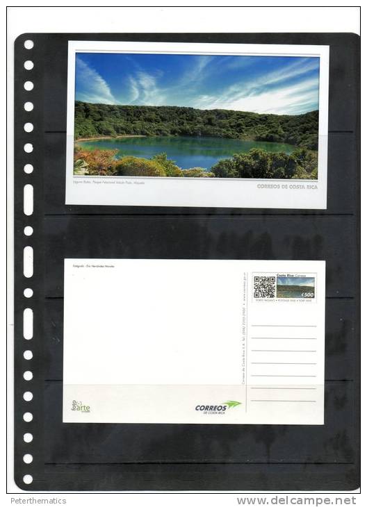 COSTA RICA,PREPAID POST CARD, VOLCANO,LAKE POTOS,POAS,MINT - Volcanos