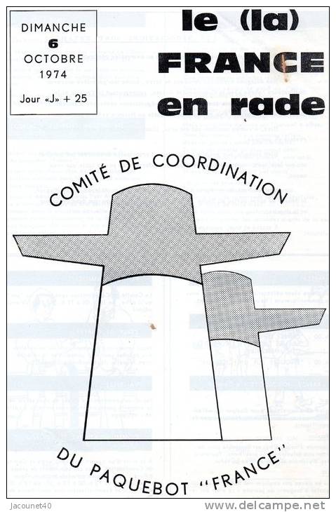 Paquebot  France Journal De Greve Pages Ecrites Du  6/10/1974 - Other & Unclassified