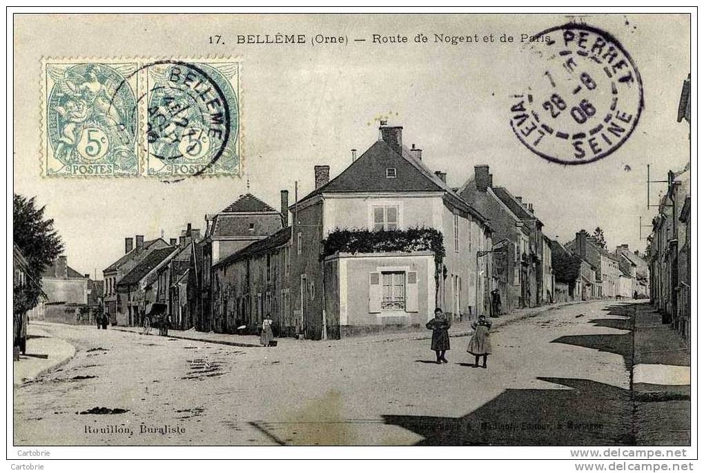 61-BELLEME-Route De Nogent Et De Paris-animée - Autres & Non Classés