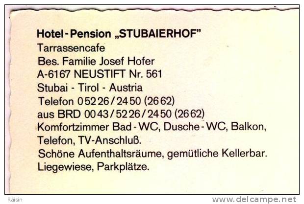 Autriche Stubai  Tirol  Neustift  Hôtel Pension "Stubaierhof " TBE - Neustift Im Stubaital