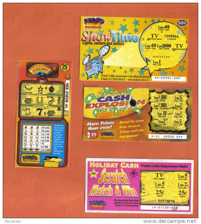 MALTA - 4 OLD LOTTERY TICKETS - - Billets De Loterie