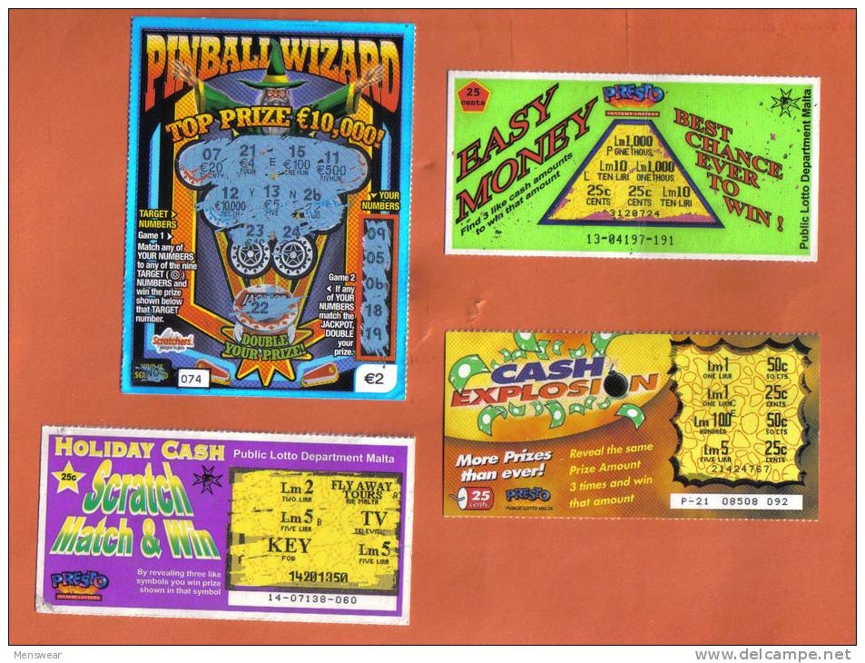 MALTA - 4 OLD LOTTERY TICKETS - - Lottery Tickets