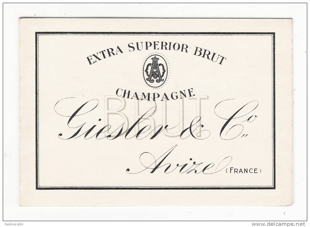 MARNE / CHAMPAGNE GIESLER & Co., à AVIZE ( Maison Fondée En 1838 ) / Carte-étiquette De Vin Publicitaire ( Tarifs 1943 ) - Sonstige & Ohne Zuordnung