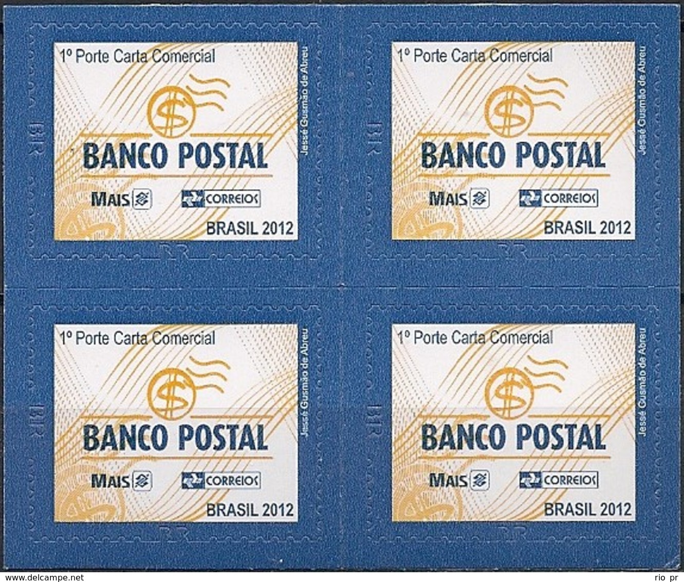 BRAZIL - BLOCK OF FOUR DEFINITIVES POSTAL BANK (SELF-ADHESIVE) 2012 - MNH - Ongebruikt