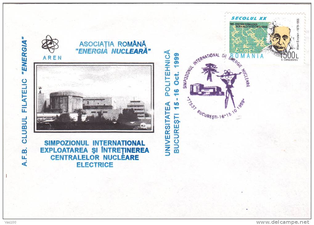 ATOME NUCLEAR CENTRAL CERNAVODA,1999, SPECIAL COVER,RARE CACHET,CONCORDANTE,ROMANIA - Atomo