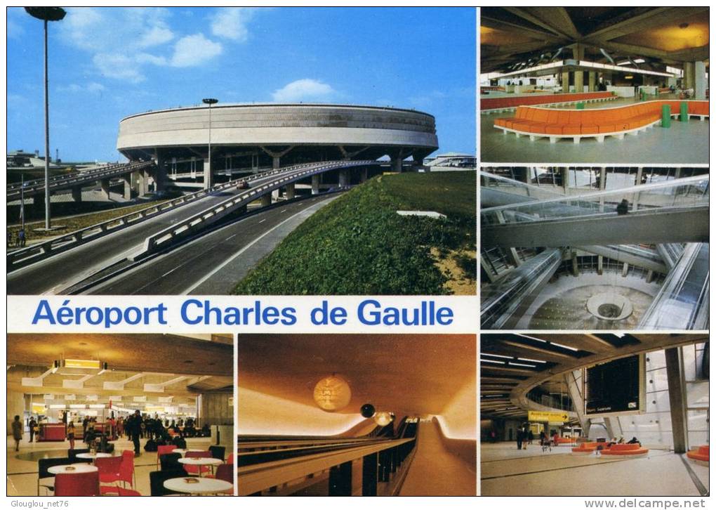 75-PARIS...AEROPORT CHARLES DE GAULLE...6 VUES ...CPM 1975 ANIMEE - Aéroports De Paris