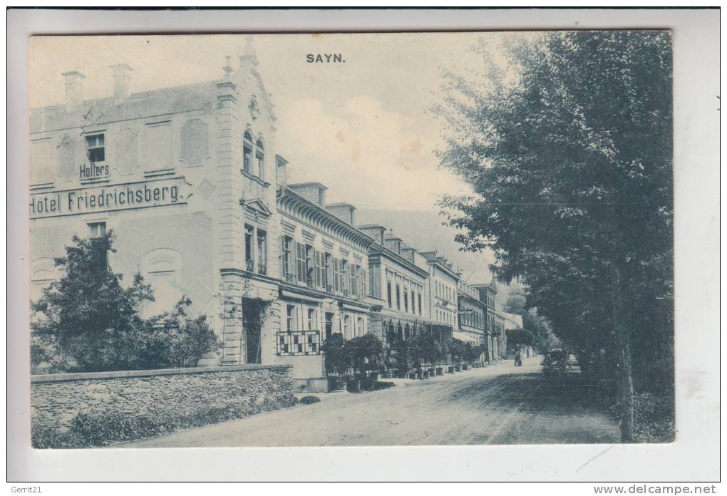 5413 BENDORF - SAYN, Hotel Friedrichsberg, Strassenansicht 1909, Briefmarke Fehlt - Bendorf