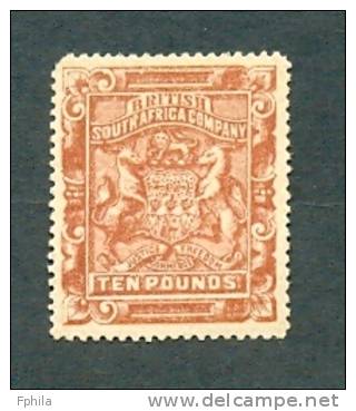 1890 BRITISH SOUTH AFRICA COMPANY 10£ BROWN MICHEL: 11 MNH ** - Other & Unclassified