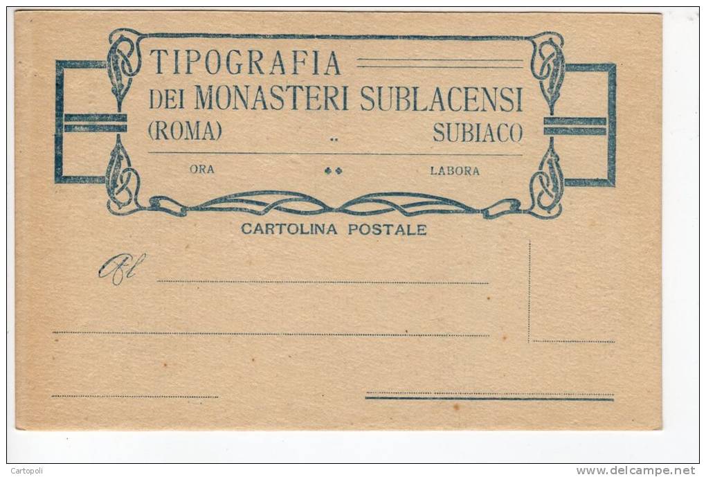 ^ SUBIACO ROMA TIPOGRAFIA DEI MONASTERI SUBLACENSI CASTIGLIONE DELLE STIVIERE COLLEGIO CARTOLINA POSTALE  T - Other & Unclassified