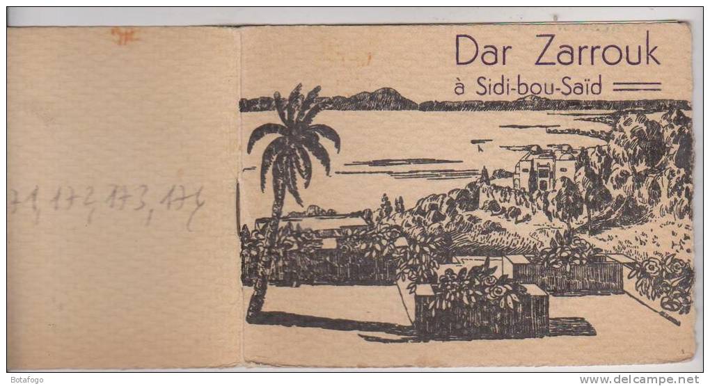 CARNET CARTES NON POSTALES EN 2 VOLETS  2 VUES DAR ZARROUK A SIDI BOU SAID - Tunisia