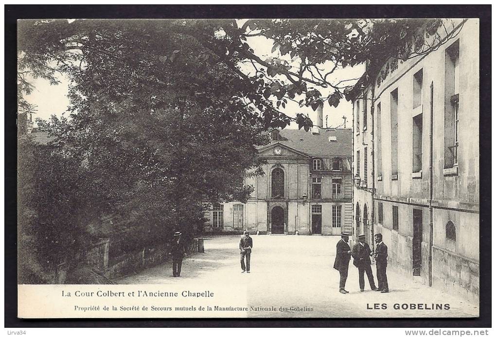 CPA ANCIENNE- FRANCE- PARIS (75)-  LES GOBELINS-  LA COUR COLBERT ET L'ANCIENNE CHAPELLE- VUE EXTERIEURE AVEC ANIMATION - Distrito: 13