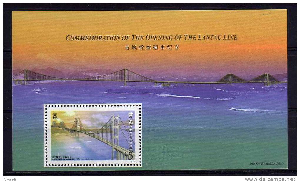 Hong Kong - 1997 - Modern Landmarks/Lantau Bridge Miniature Sheet - MNH - Nuevos