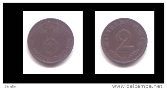 2 REICHSPFENNIG 1937 G - 2 Reichspfennig