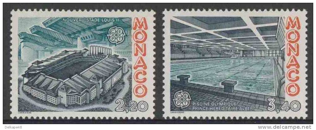 Monaco 1987 Mi 1794 /5 YT 1565 /6 ** Louis II Stadium, Fontvieille + Crown Prince Albert Olympic Swimming Pool, Europa - Unused Stamps