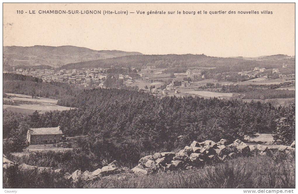 CPA 43  LE CHAMBON Sur LIGNON , Vue Générale Sur Le Bourg Et Quartier Des Nouvelles Villas. (1936) - Le Chambon-sur-Lignon