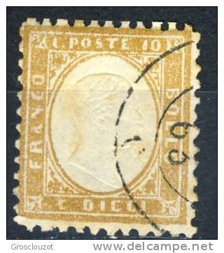 Regno VE 1862 N. 1 C. 10 Bistro Giallastro, Usato Cat &euro; 500 - Used