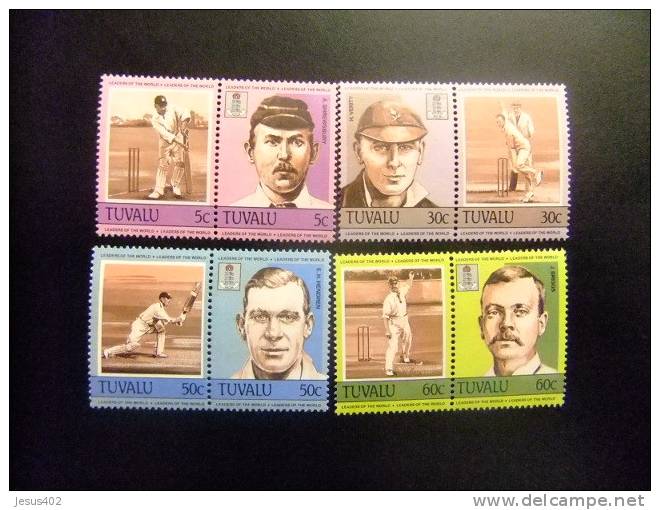 TUVALU 1984 LEADERS OF THE WORLD CRICKETERS Yvert &Tellier Nº 267 / 274 **  SG Nº 281 / 288 MNH - Tuvalu