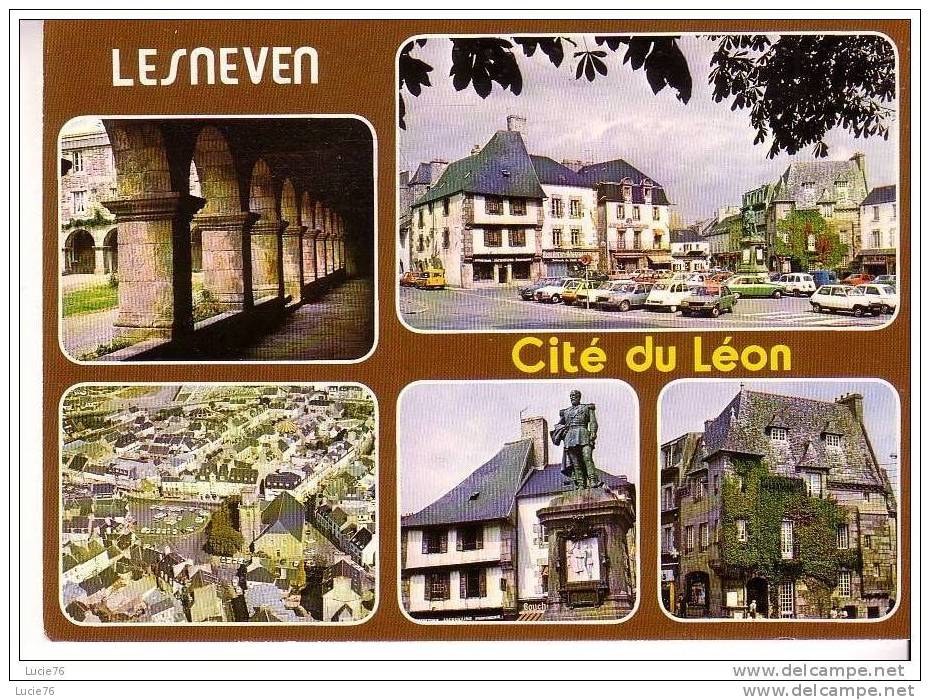 LESNEVEN -   5 Vues : Le Cloître Du Couvent De La Retraite - Le Centre Ville Et La Place Du Général Le Flô - Lesneven