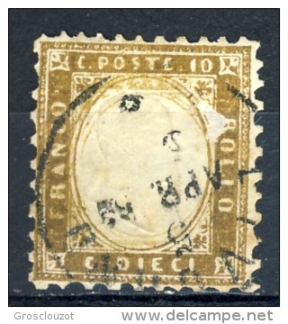 Regno VE 1862 N. 1d, 10 C. Bruno Scuro, Usato, Annullo Livorno 5 Apr 62, Firmato G Oliva. Cat. &euro; 2000 - Usati