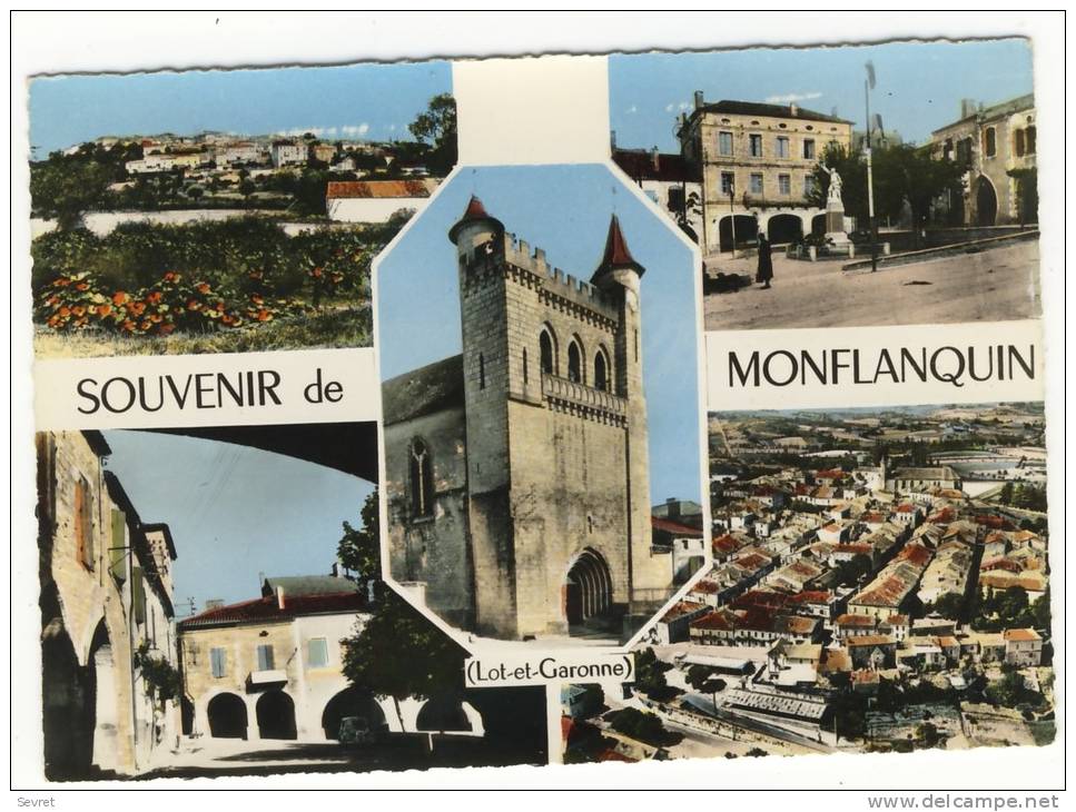 MONTFLAQUIN. -  Vues Multiples.   CPM Dentelée - Monflanquin