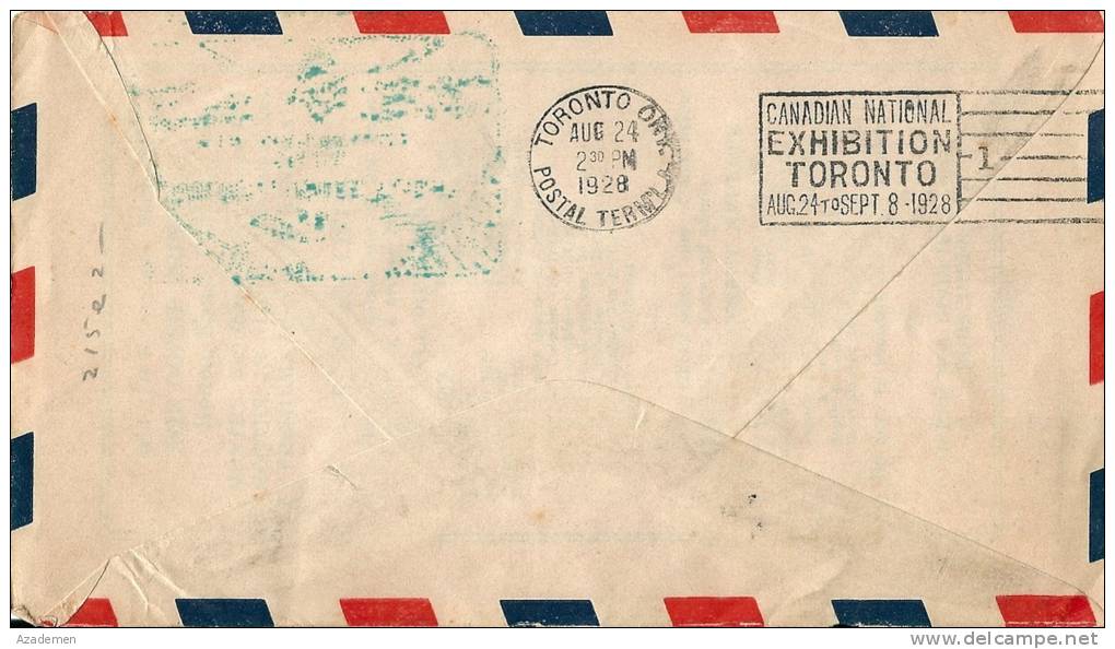 Letter LONDON To TORONTO Via SPECIAL Airmail 1928 - Erst- U. Sonderflugbriefe