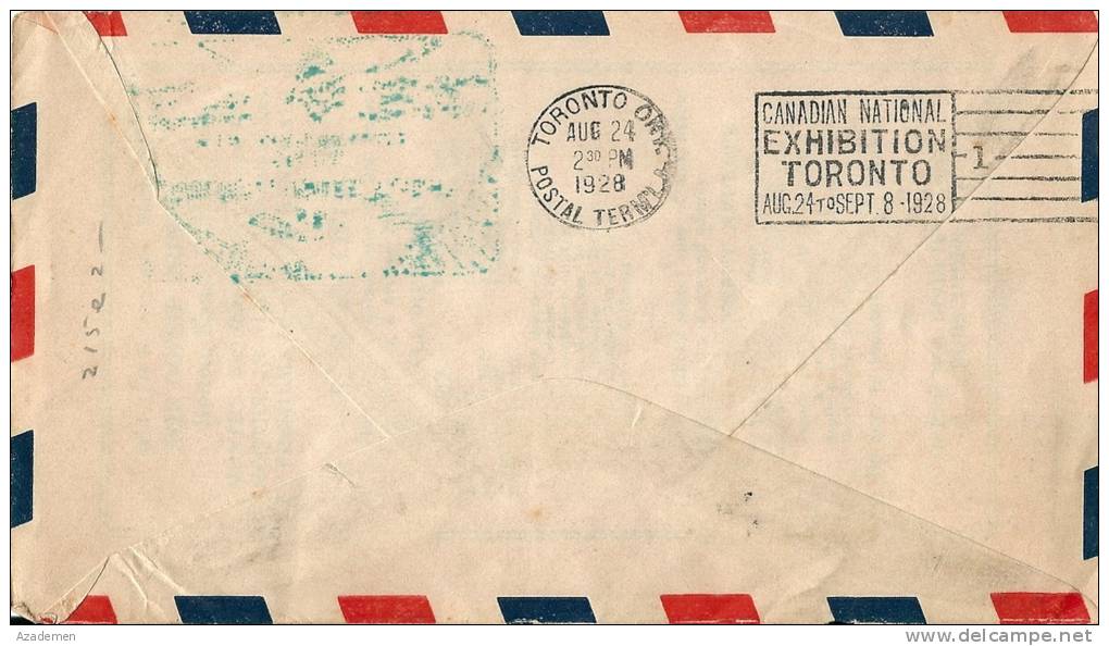 Letter LONDON To TORONTO Via SPECIAL Airmail 1928 - Premiers Vols