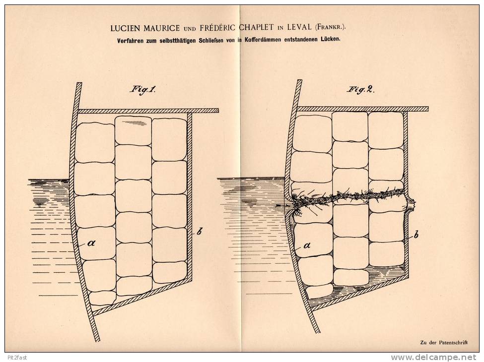 Original Patentschrift - L. Maurice Und F. Chaplet In Leval , 1897 , Fermer Fuites Dans Les Navires, Navire De Guerre ! - Boats