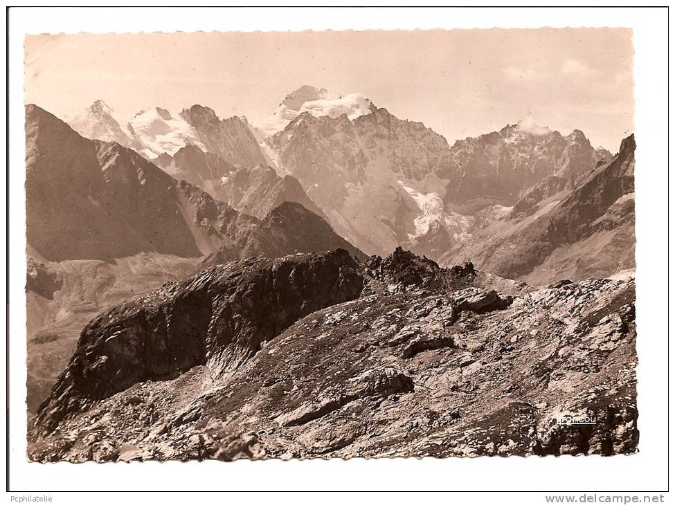 YVERT N°810 GANDON  TÀD HEX COL DU GALIBIER HAUTES-ALPES 1950 SUR CARTE POSTALE - Manual Postmarks