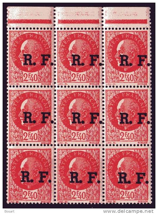 France Lot De 9 Timbres Libération Pétain Surchargés Neufs S.ch.n°12 Signés Brun Cote 140&euro; - 1941-42 Pétain