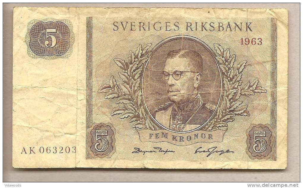 Svezia - Banconota Circolata Da 5 Corone - 1963 - Svezia