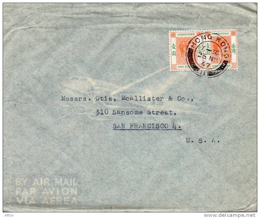 Hong Kong 1947 Cover Mailed To USA - Brieven En Documenten