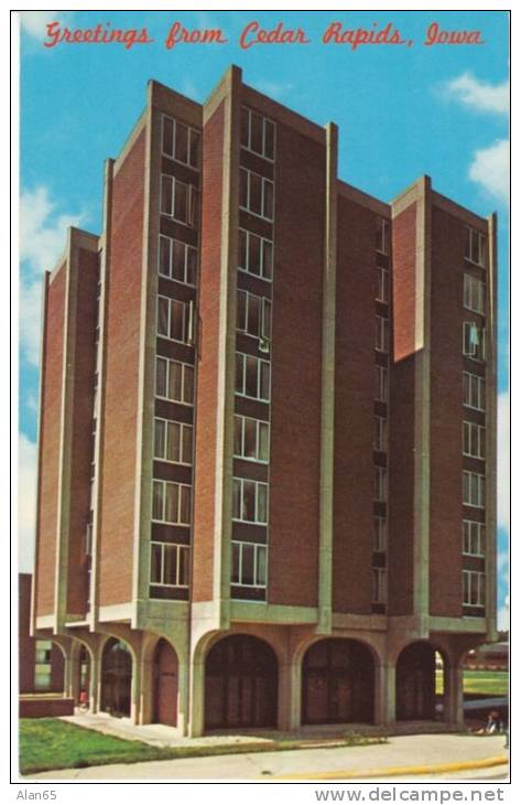 Cedar Rapids IA Iowa, Murray Hall Coe College Campus Building, C1950s/60s Vintage Postcard - Cedar Rapids