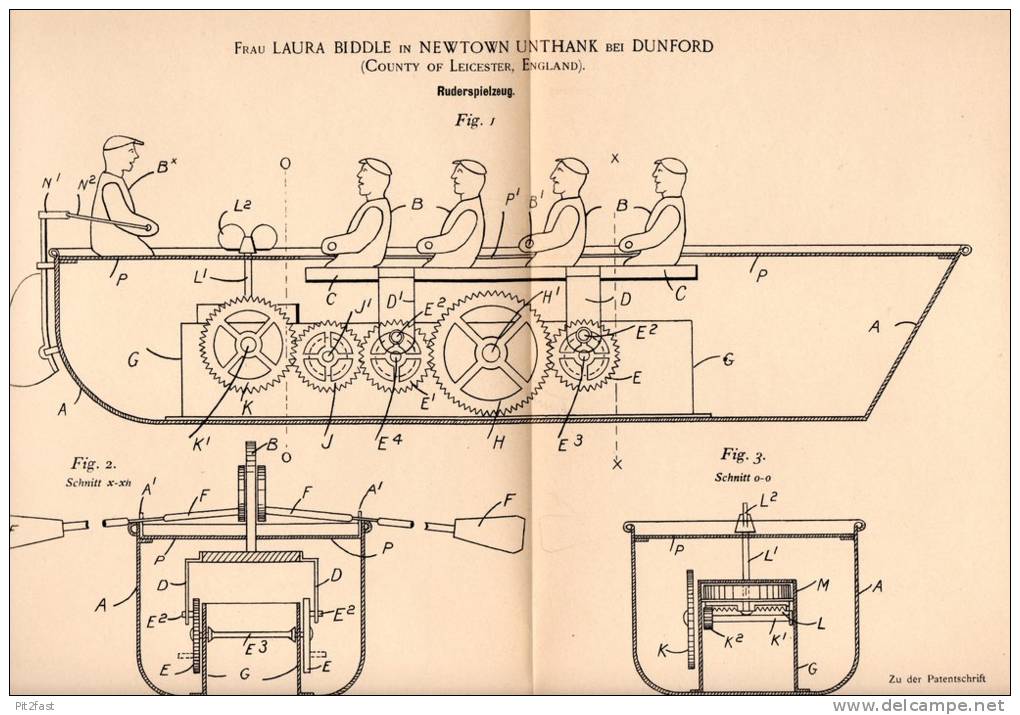 Original Patentschrift - Laura Biddle In Newtown Unthank B. Dunford , 1898 , Toy Oar , Boat , Ship , Model Building !!! - Toy Memorabilia