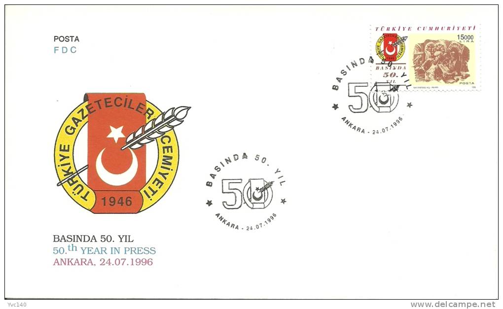 Turkey; FDC 1996 The 50th Year In Press - FDC