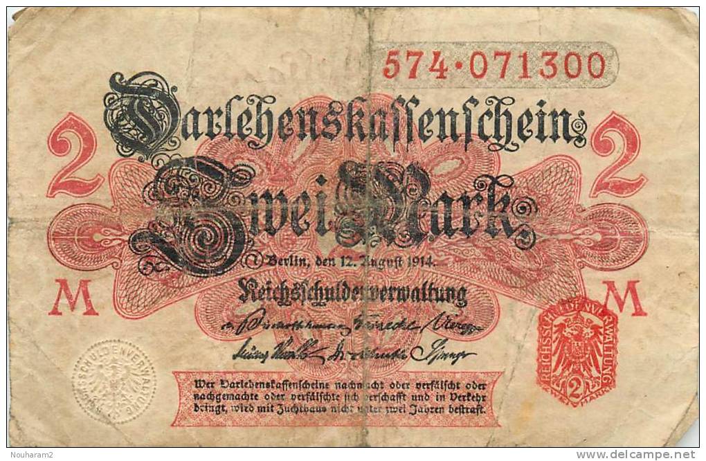 Billet Réf 211. Allemagne - 2 Mark - To Identify