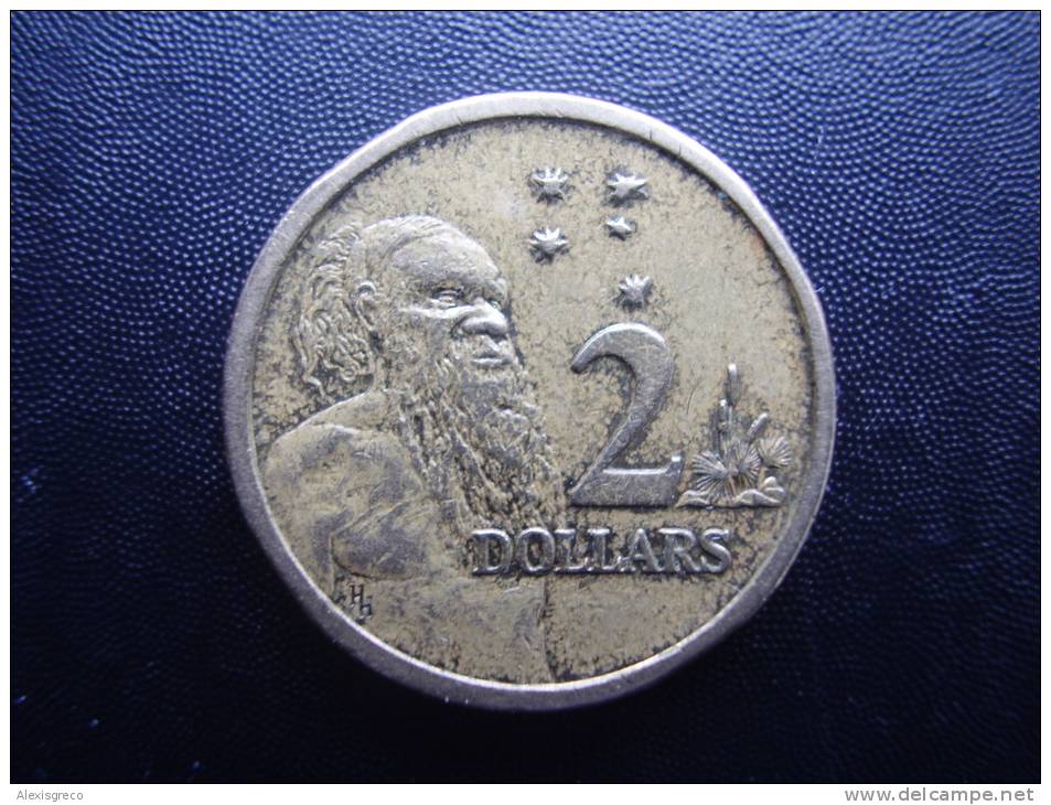 AUSTRALIA 1988 TWO DOLLARS  ABORIGINIE USED COIN GOOD CONDITION. - 2 Dollars