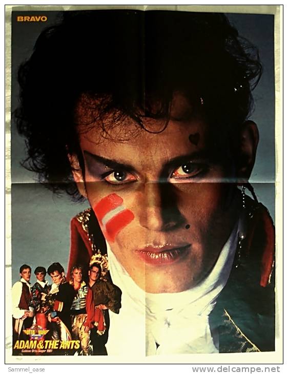 Musik Poster  - Adam & And The Ants  -  Rückseitig Boomer Hund  -  Ca. 40 X 51,5 Cm  -  Von Bravo  Ca. 1982 - Plakate & Poster