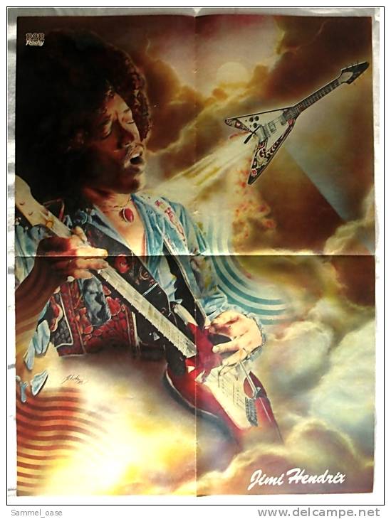 Musik Poster :  Jimmy Hendrix  -  Rückseitig Muppet Movie : Das Tier  -  Ca. 1982 Aus Der Pop Rocky - Plakate & Poster