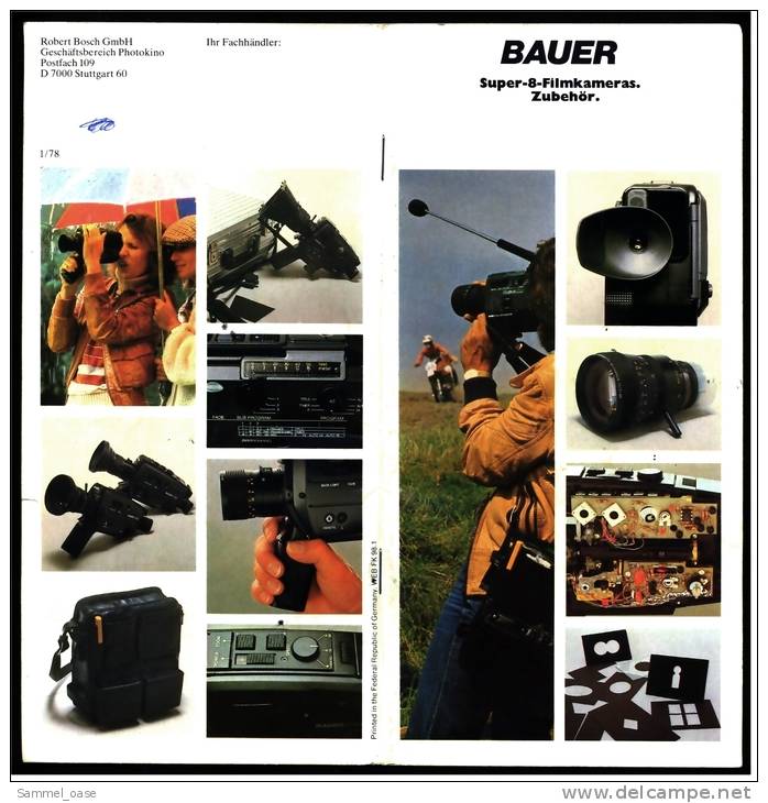 Reklame Werbe-Prospekt  -  BAUER Super-8- Filmkameras + Zubehör  -  Von Ca. 1982 - Camcorder