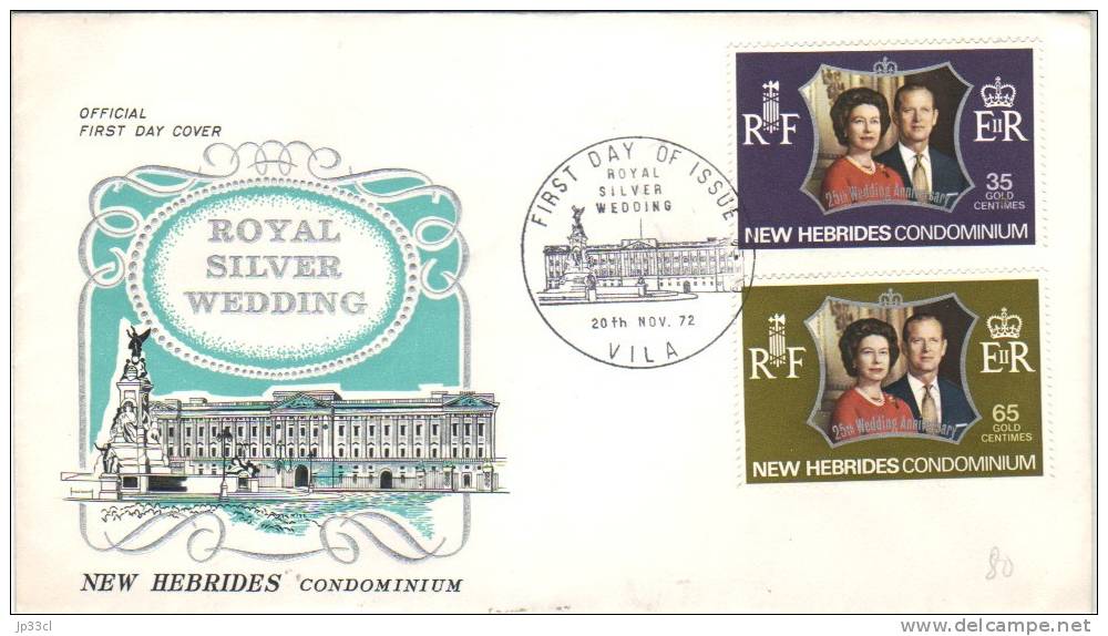 FDC Des Timbres Royal Silver Wedding, Vila, 20th Nov 72 - Autres & Non Classés