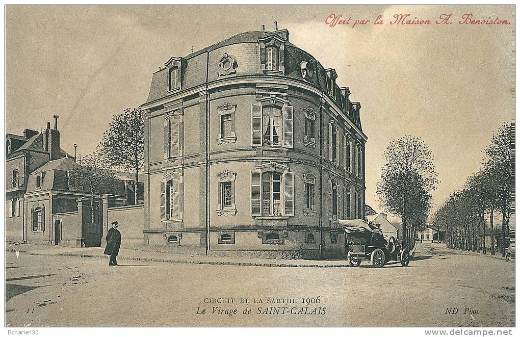 CPA 72 SAINT CALAIS LE VIRAGE CIRCUIRT SARTHE 1906 AUTO PUB BENOISTON - Autres & Non Classés