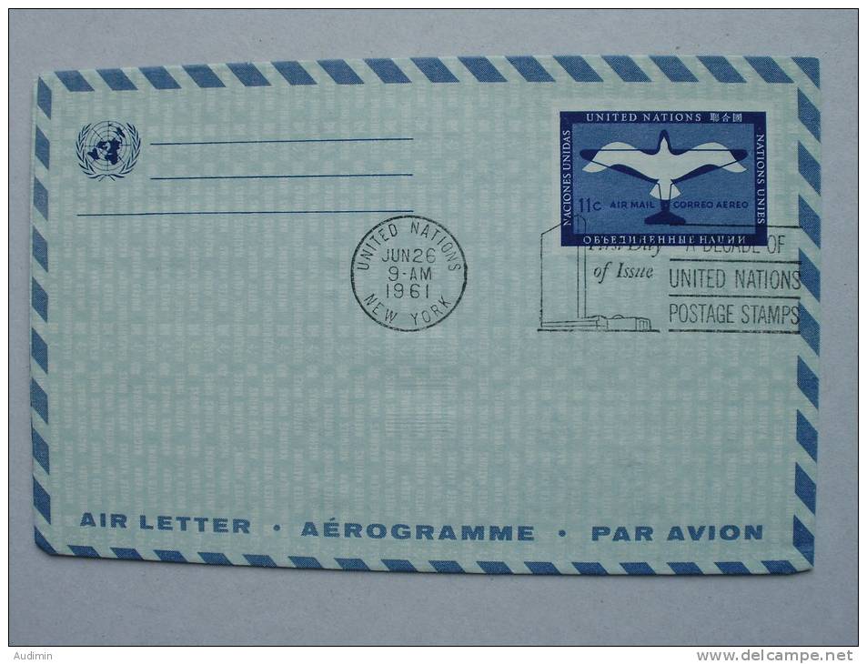 UNO-New York Aerogramm Air Letter LF4 Oo Used ET, Mäwe - Airmail