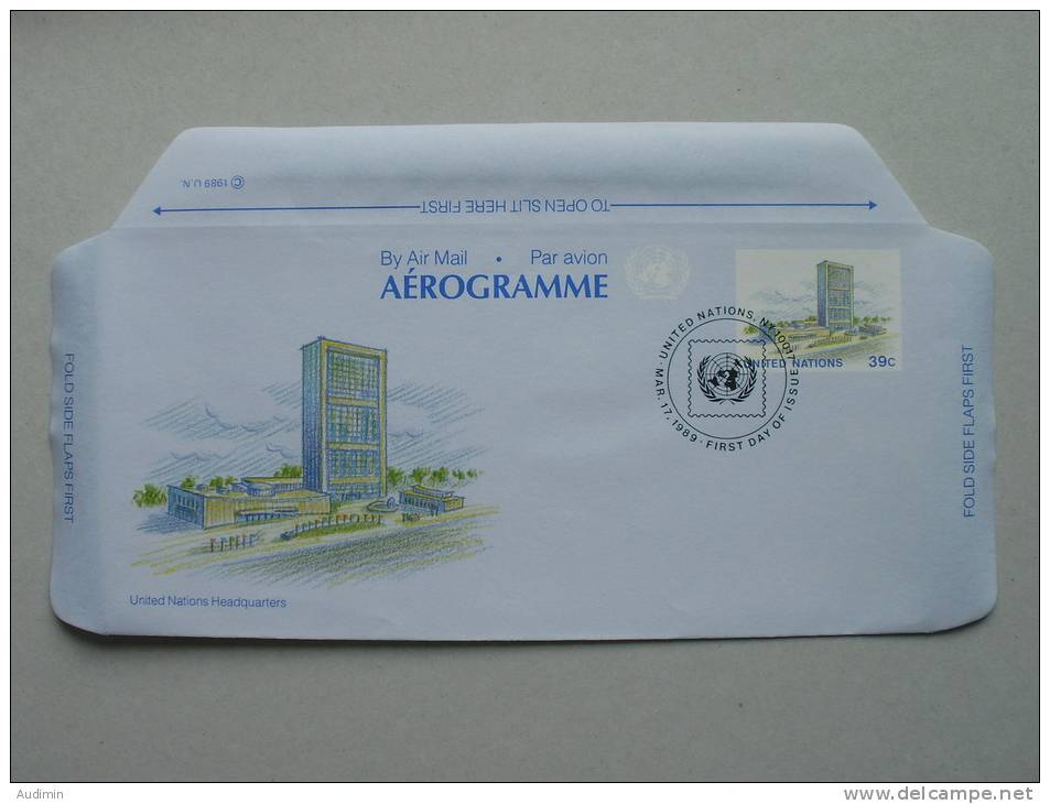 UNO-New York Aerogramm Air Letter LF 11 Oo Used ESST, UN-Hauptquartier NY - Airmail