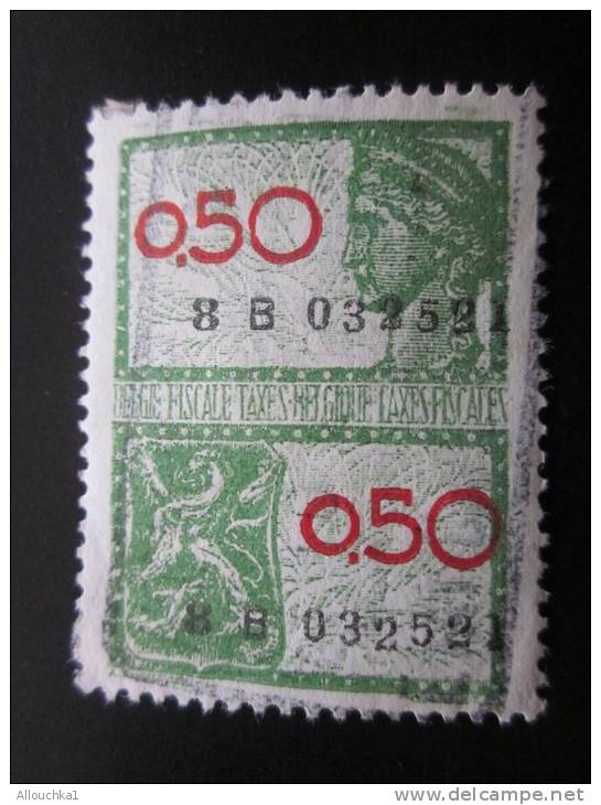 Timbre Fiscal Oblitéré 0,50 Belgique Fiscale Taxe Belgie Gomme Verso* &mdash;&gt; "timbre Fiscaux" - Stamps